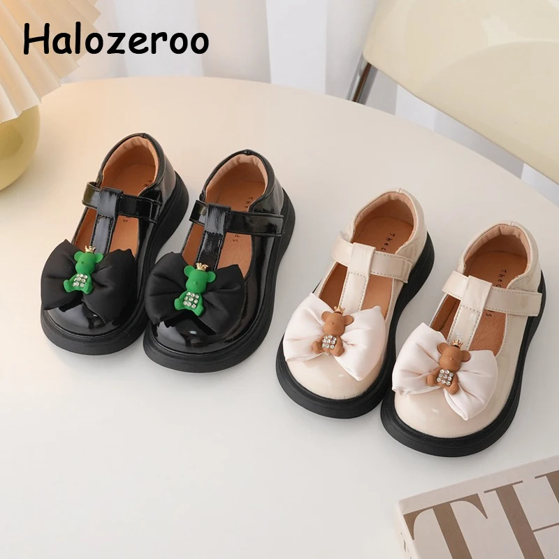 

Туфли детские с бантом, брендовая обувь принцессы, платье-медведь для маленьких девочек, модные черные Туфли Мэри Джейн, на осень