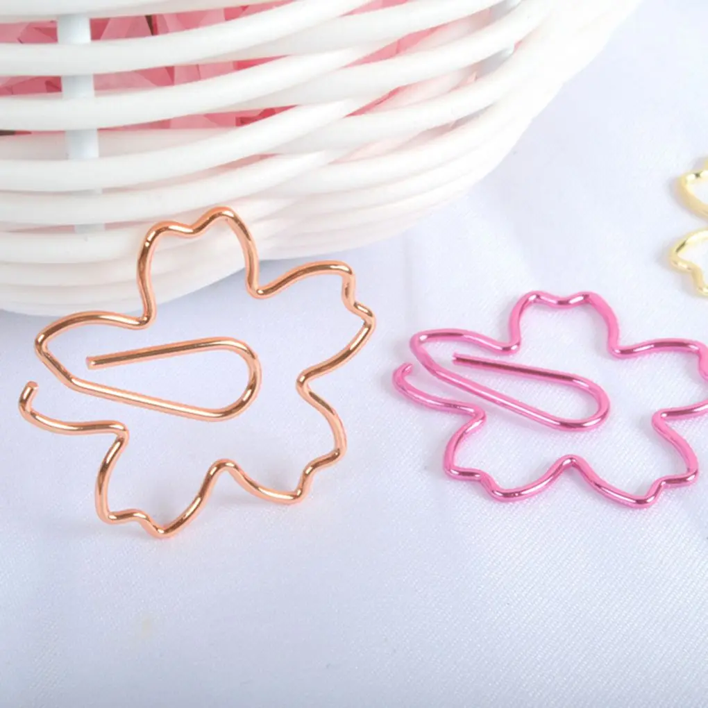 

50pcs Color Random Metal Flower Shape Paper Clips Office File Clip Bookmarks Students Stationery