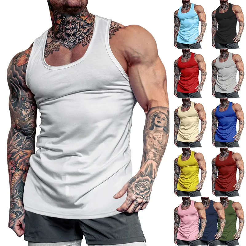 

Men's Men's Deep Digging Bodybuilding Fitness Vest Solid Color Summer Comprehensive Training Exercise Underwear Sweat Shirt