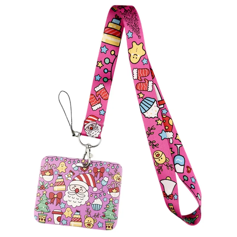 Розовый отец Рождественский брелок на шею ожерелье лямки ленты аниме мультяшный