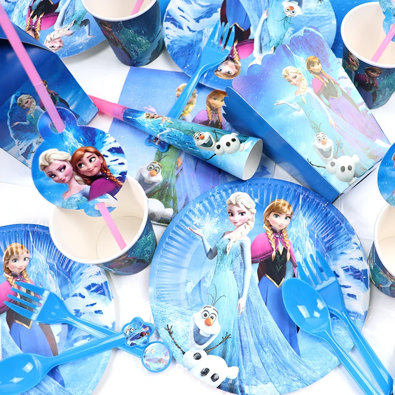Frozen Anna Elsa Princess Decorazioni Per Feste Di Compleanno Bambini Stoviglie Usa E Getta Piatti Tazze Tovaglioli Palloncini Forniture Per Baby Show