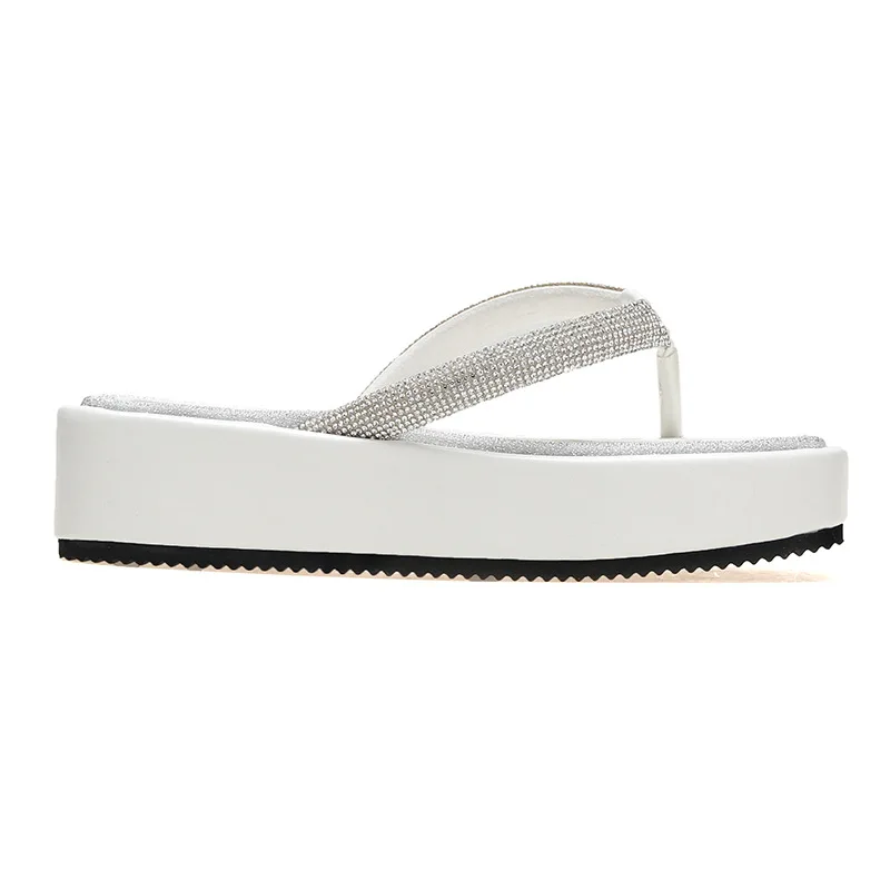 Plus Size 43 Thick Bottom Slippers for Women 2022 Summer New Slides Flip Flops Women Fashion Crystal Sandals and Slippers