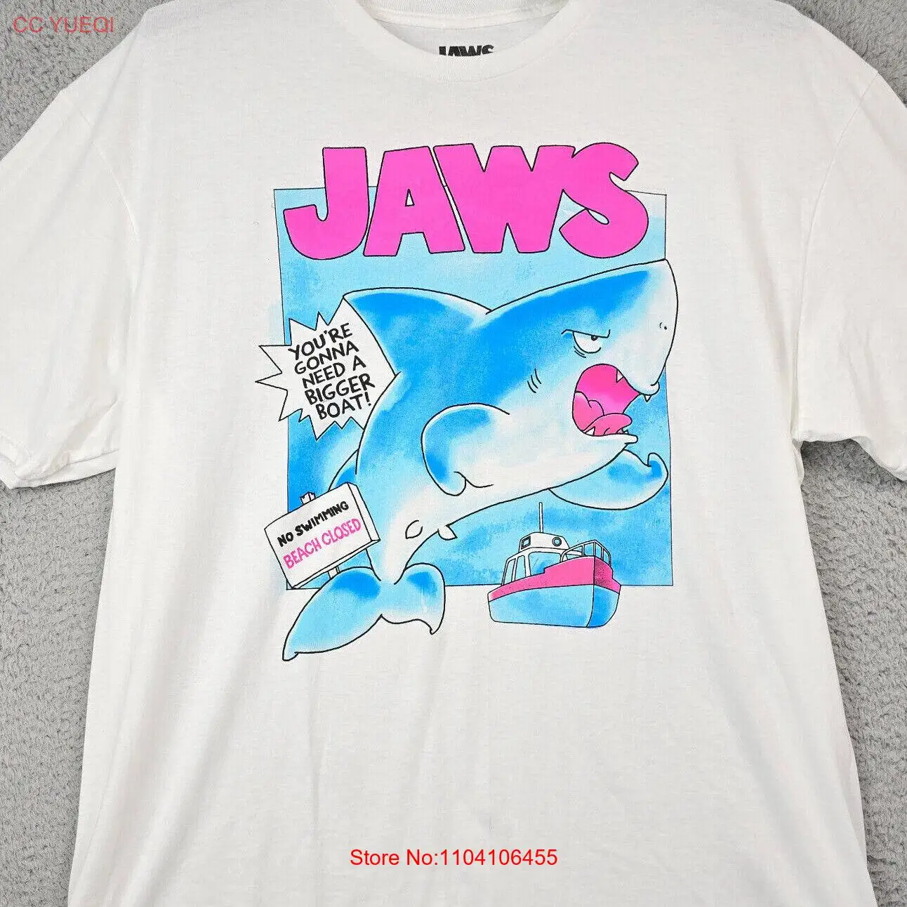 Рубашка JAWS для взрослых 2XL БЕЛАЯ синяя HORROR повседневная мужская рубашка из фильма