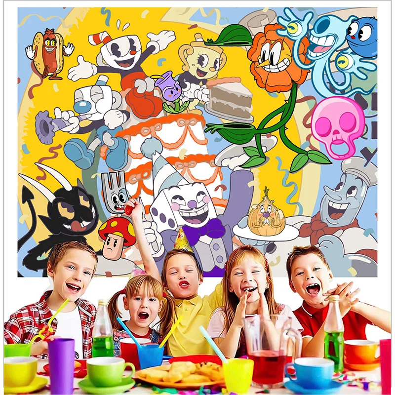Принадлежности Для Дня Рождения Cuphead Желтый Фон Баннер Украшение Девочек