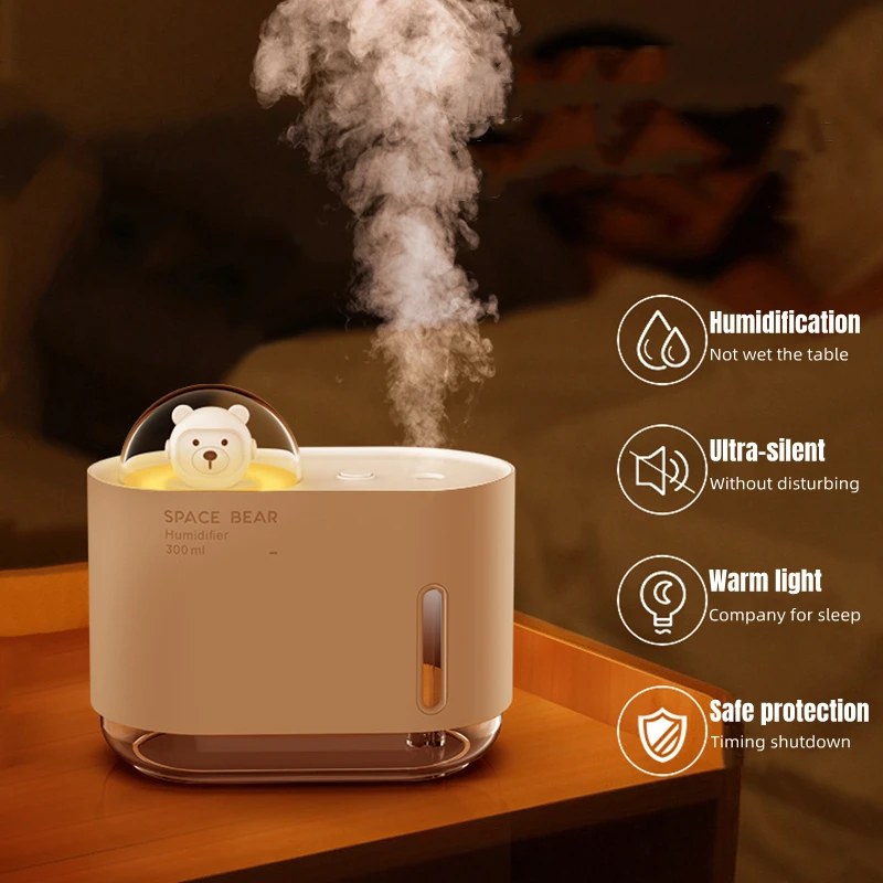 

Cute Bear Aromatherapy Air Humidifier USB Electric Ultrasonic Cool Mist Maker Fogger with LED Lamp for Home Room Humidificador