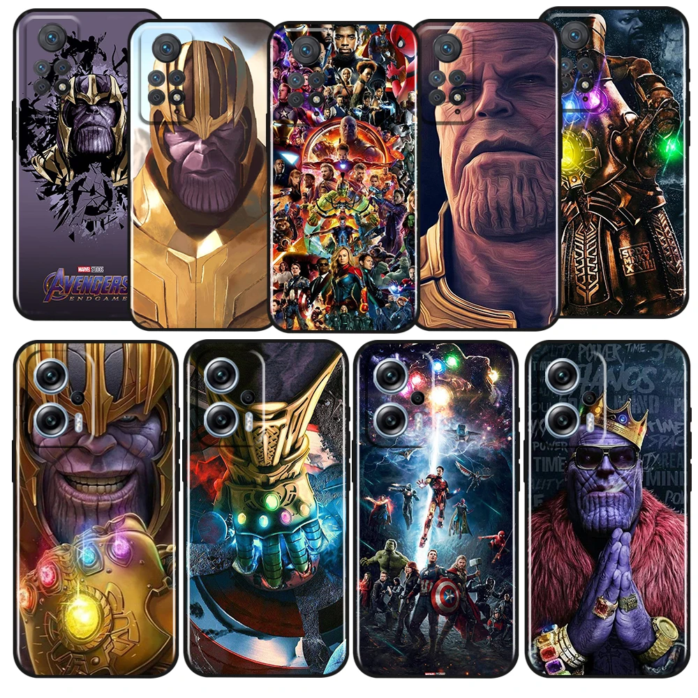 

Hero Marvel Cool Thanos For Xiaomi Redmi Note 12 11 11T 11S 10 10T 9 8 7 6 5 Pro Plus 5G 4G Silicone Black Phone Case