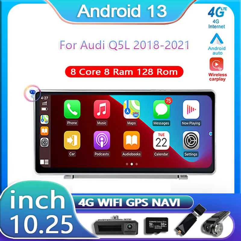 

10.25 Inch IPS Screen Android 12 Car Radio For Audi Q5L 2018-2021 Multimedia Video Player GPS Navigation Automobile Parts