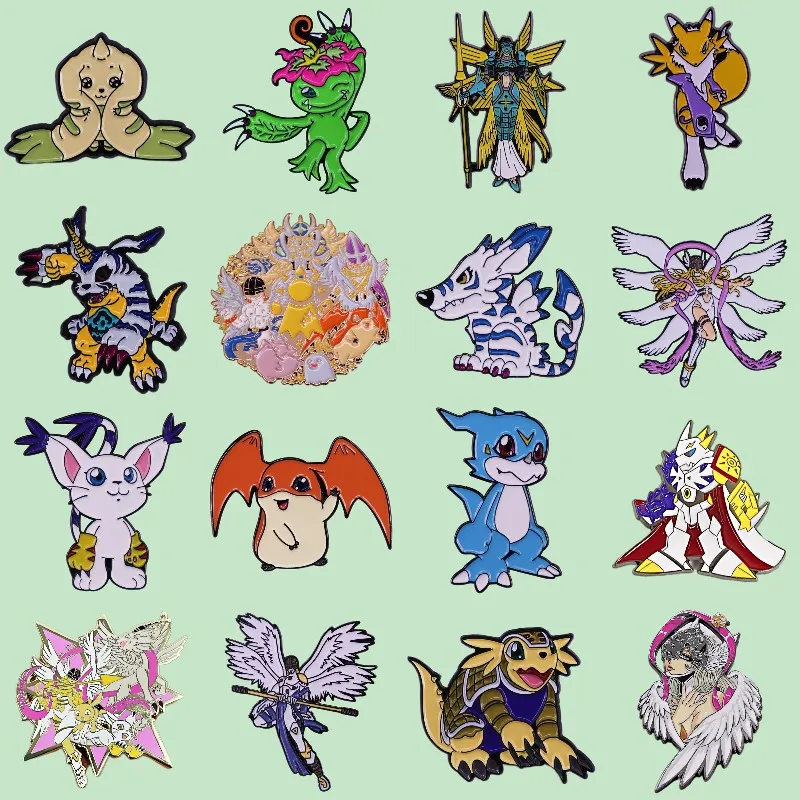 Фото Эмалированная булавка Digimon Adventure, игровой автомат, булавки для лацканов для рюкзаков, значки для ювелирных изделий, броши, украшения, подарки, оптовая продажа №1