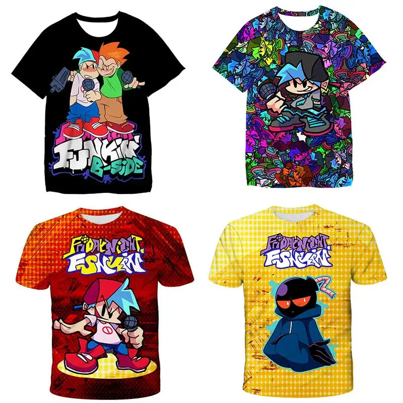 

Футболка с коротким рукавом Funkin Kawaii для мальчиков и девочек, забавная мультяшная футболка с коротким рукавом, 3d Повседневная футболка с при...