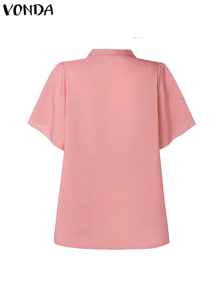 Женская Летняя Блузка VONDA Повседневный Свободный Топ С Расклешенными Рукавами И