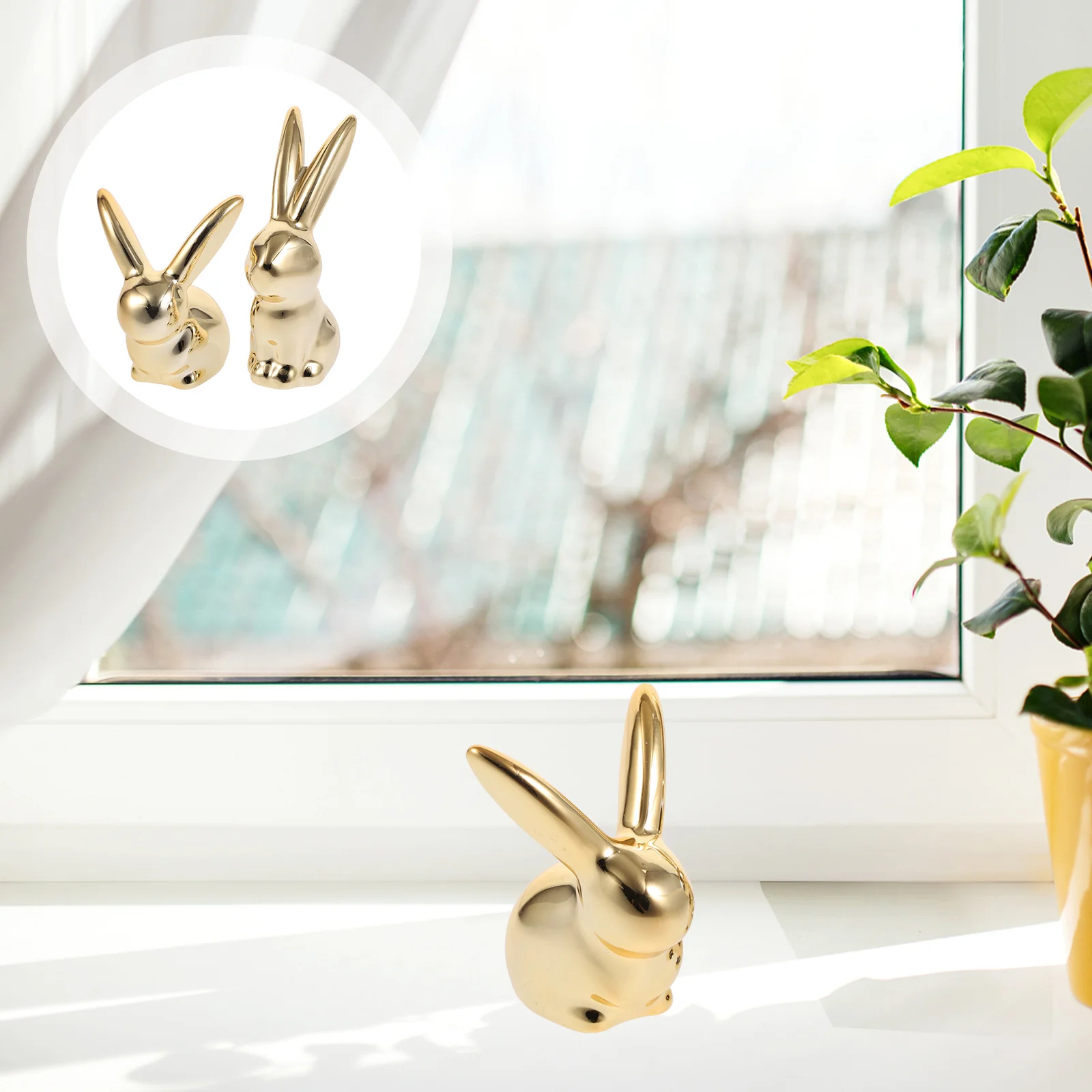 

Rabbit Bunny Easter Ceramic Figurine Statue Figurines Sculpture Ornament Porcelain Gold Decorative Decor Holder Trinket