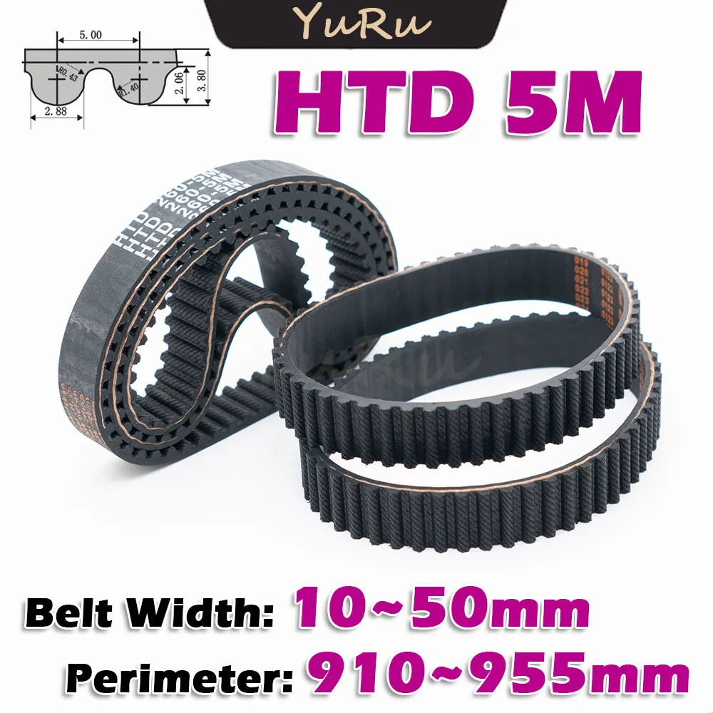 

HTD5M Периметр HTD 5M 910 915 920 925 930 935 940 945 950 955 мм Ремень ГРМ с замкнутым контуром Ширина резины 10 ~ 50 мм Передача с ЧПУ