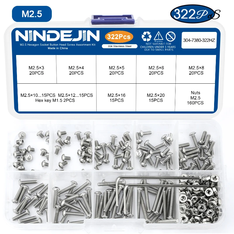 

NINDEJIN набор винтов с шестигранной головкой из нержавеющей стали