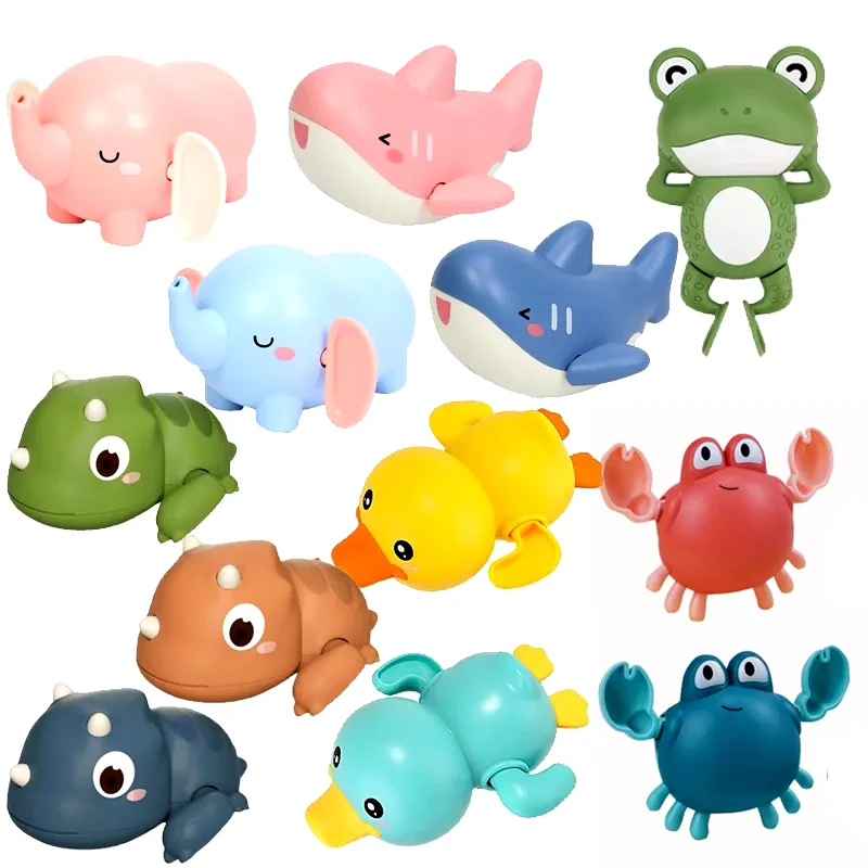 

1pcs Baby Bath Toys Bathing Ducks Cartoon Animal Swimming Pool Turtle Whale Classic Chain Clockwork Water Toy For Children