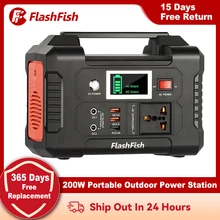 Flashfish 220V 230V Portable Power Station 200W Solar Generator 151WH Outdoor Emergency Supply Battery Camping TV Drone Laptops