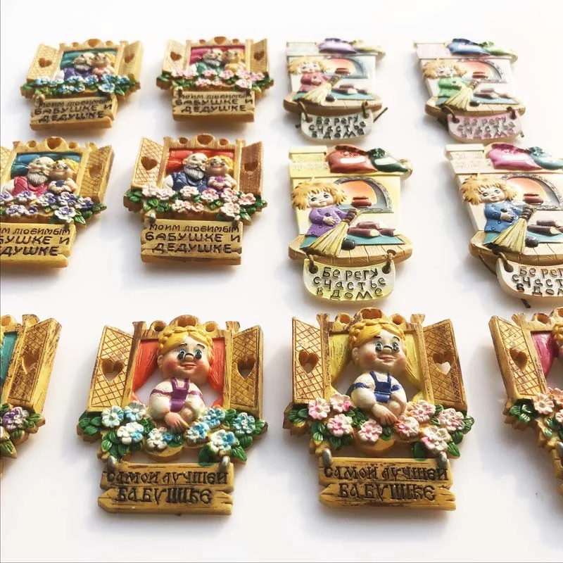 

Russia 3D Resin Fridge Magnet Hand Painted Refrigerator Magnetic Stickers Tourist Craft Collection Decoration
