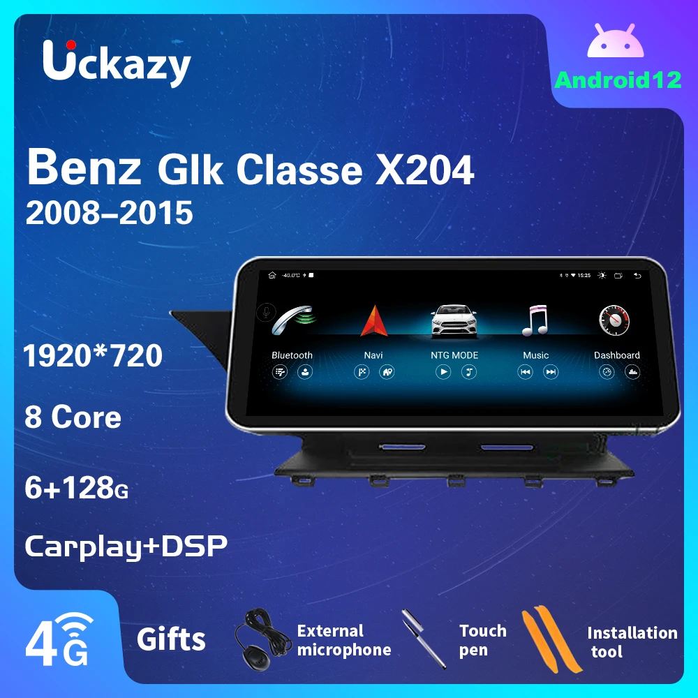 Автомобильный мультимедийный плеер Carplay, 8 ядер, Android 12, для Mercedes Benz GLK Class X204 2008-2012, радио, стерео, GPS-навигация
