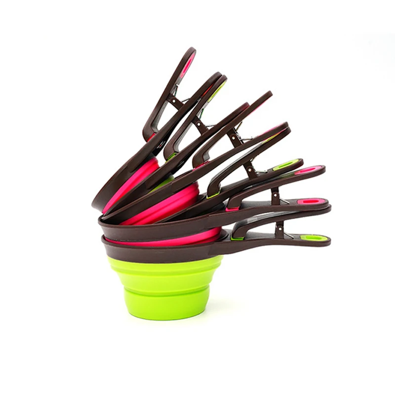 

Pet Supplies Folding Silicone Pet Bowl For Dogs Cat Measurable Dog Food Spoon Grain Food Seal Clip Outdoor Portable Folding Bowl
