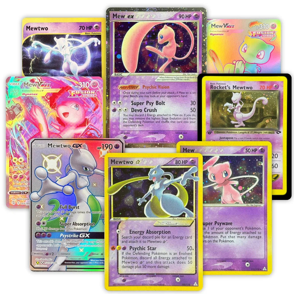Фото PKM Proxy Expedition(EX) Fusion Strike(FST) Gym Challenge(G2) Коллекционные редкие карты Мьюту/Мью (голографические и обычные), подарки и игрушки PTCG №1