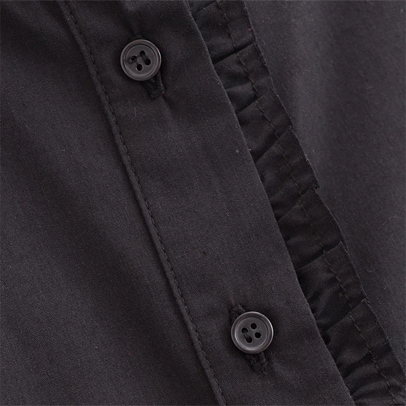 Новинка осени 2024 женское черное поплиновое платье-рубашка KEYANKETIAN свободные