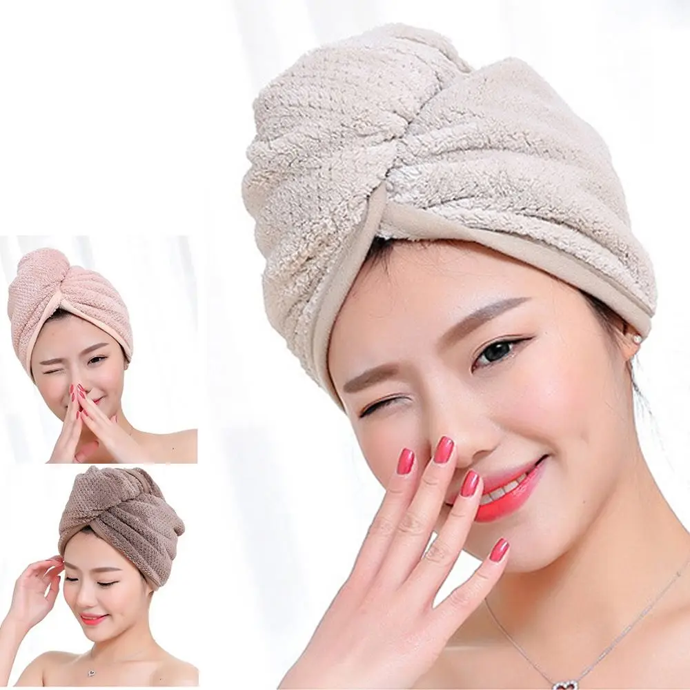 

Strong Water Absorption Head Scarf Coral Fleece Pineapple Plaid Quick DryingTowel Dry Hair Cap Shower Caps Terry Towels