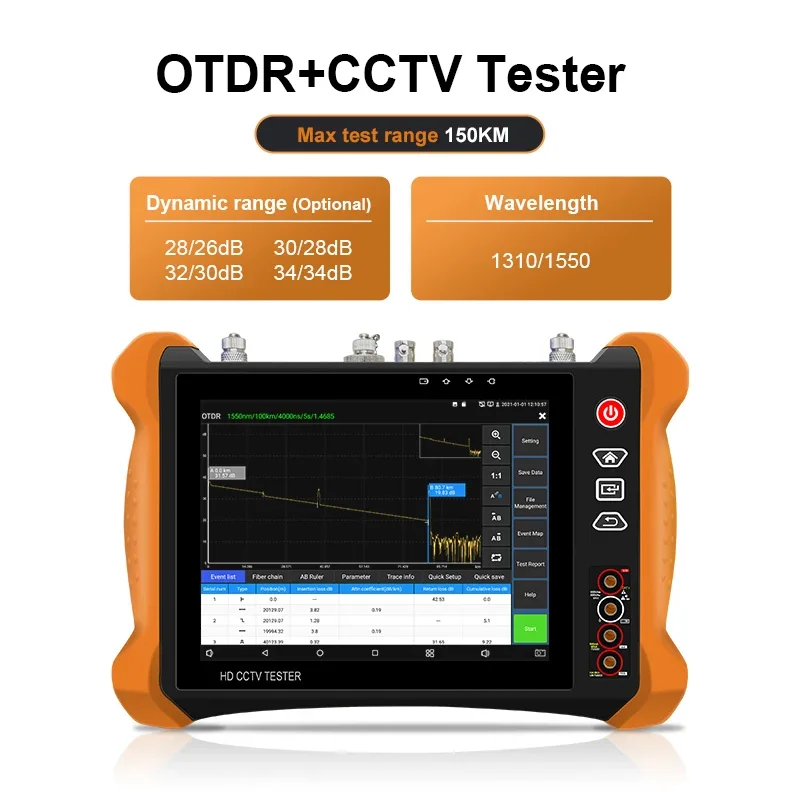 Фото MT-8000 OTDR Многофункциональный тестер видеонаблюдения с двойной длиной волны 1310/1550 Тестер замкнутого телевидения Тестер кабеля Анализ SOR №3