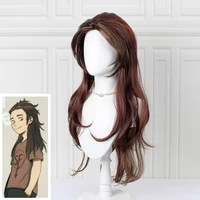 game sally face sallyface larry 80cm long brown styled heat resistant hair cosplay costume wig free wig cap