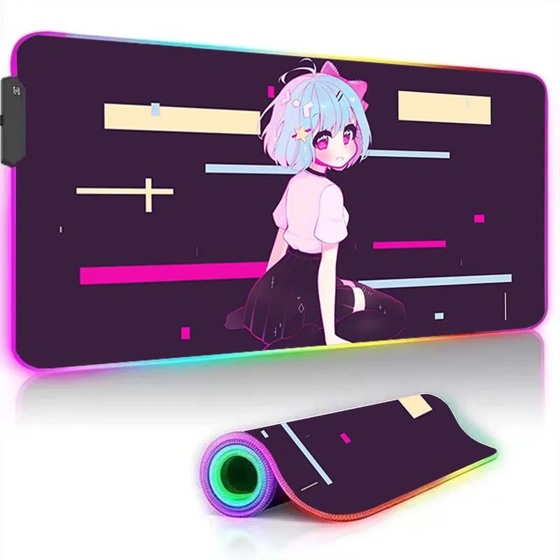 

Коврик для мыши в стиле аниме Rgb Geoxor Moneko, Настольный коврик, Офисные аксессуары, Настольный коврик для мыши, большой игровой коврик для мыши с подсветкой