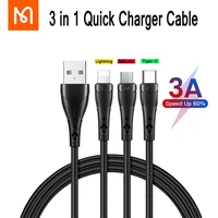 mcdodo 3 in 1 usb data cable micro usb type c lightning fast charging cable for iphone 12 11 huawei xiaomi samsung fast charger
