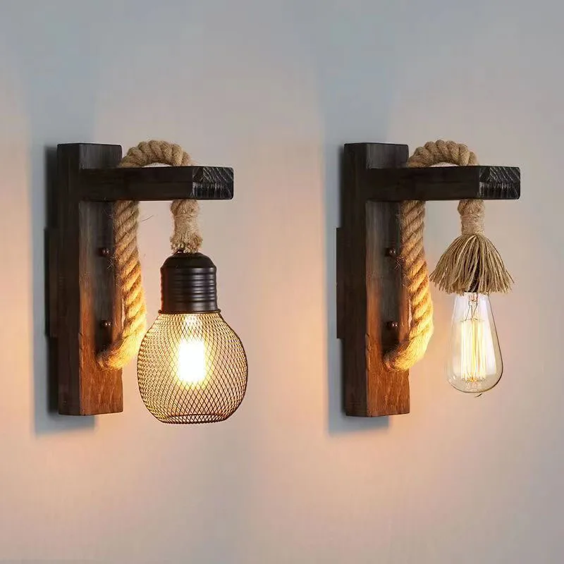 

Скандинавская настенная лампа из пеньковой веревки, комнатные светодиодные светильники для коридора, настенный светильник для коридора, Р...