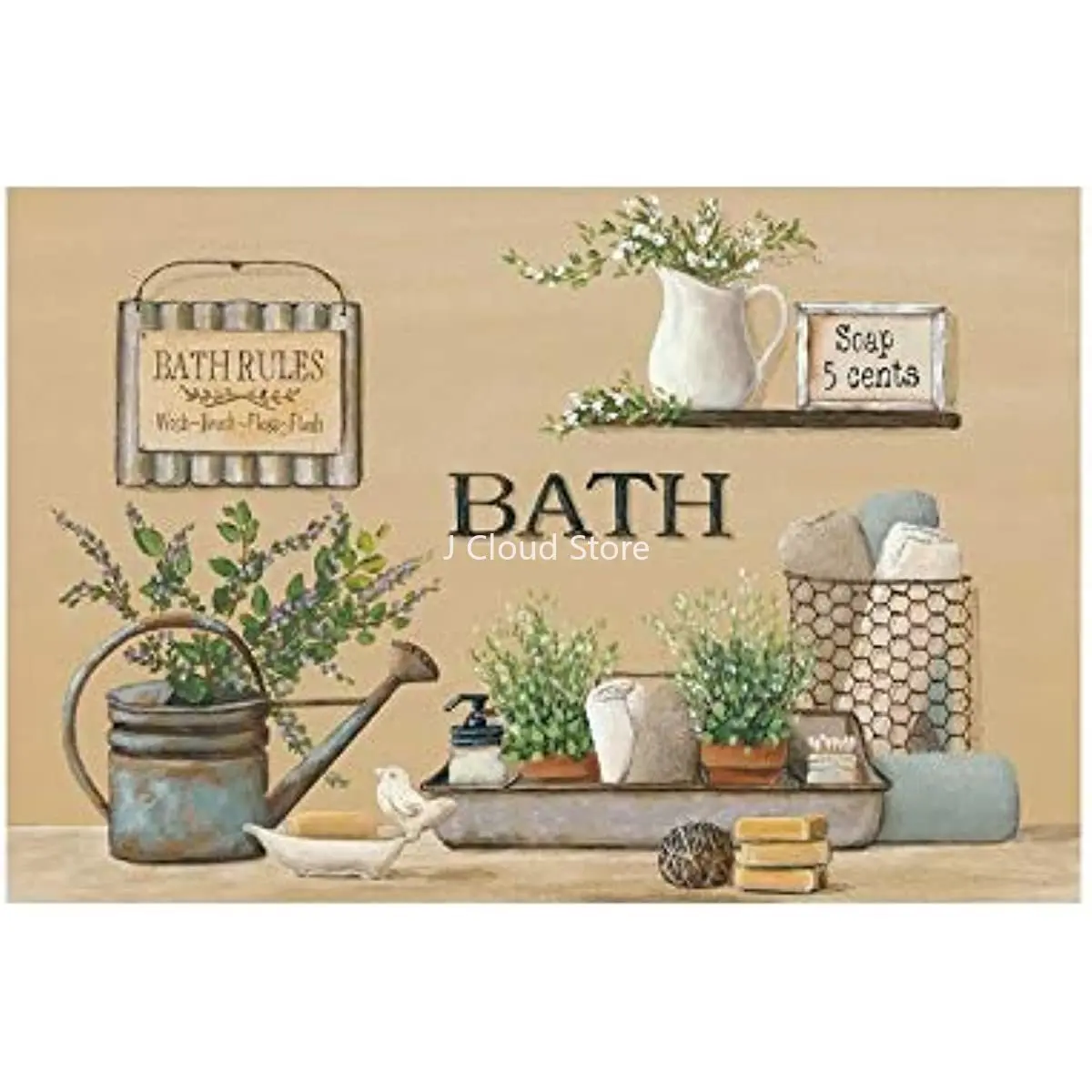 

Vintage Metal Poster Vintage Rustic Wall Decor TIN Sign Farmhouse Bath Vintage Metal Sign Farmhouse Bathroom Wall Art Country