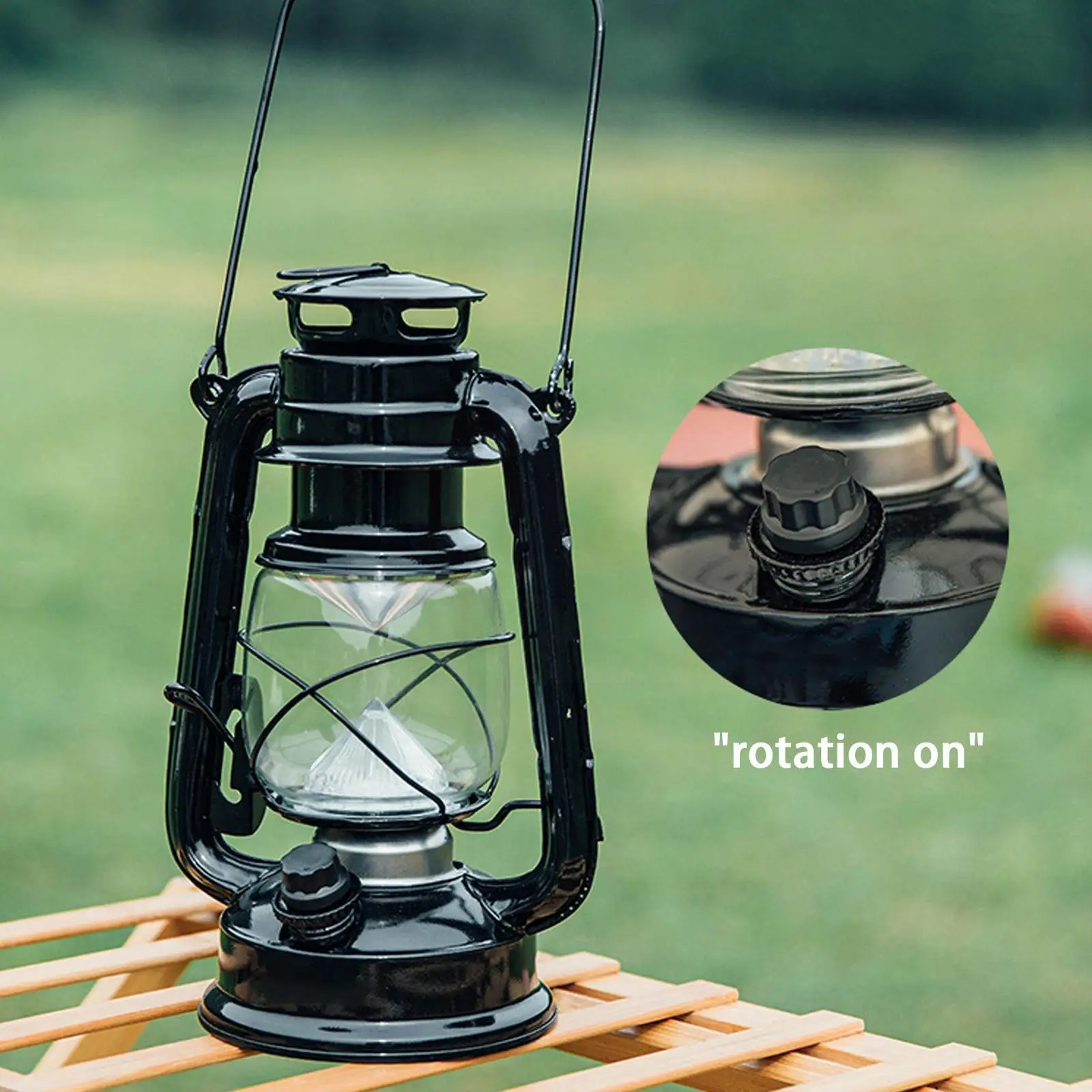 

24CM Retro Outdoor Camping Kerosene Lamp Portable Lantern Bronze Outdoor Camping Oil Colored Lights Props Photo Vintage Lam B1F4