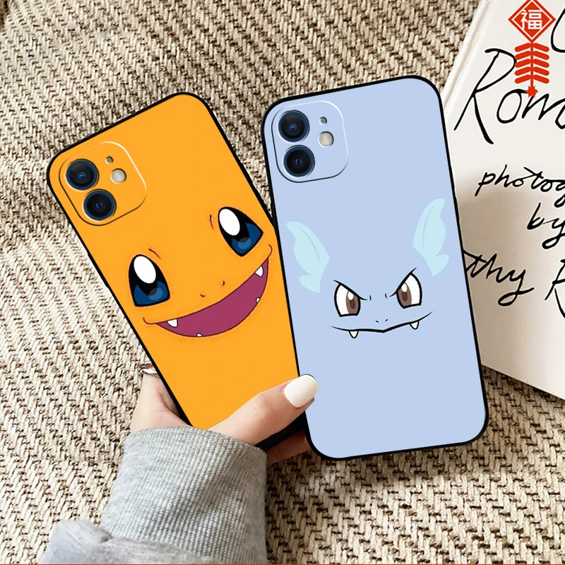 

Cartoon Pokémon Phone Case For Funda iPhone 13 12 11 Pro Max Mini X XR XS Max SE 2020 6 6s 7 8 Plus Back Black Coque