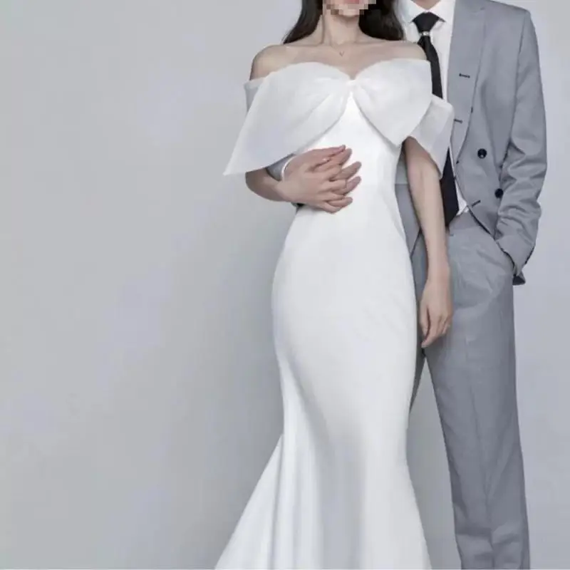 Свадебные платья с милым бантом и вырезом лодочкой элегантное платье русалки