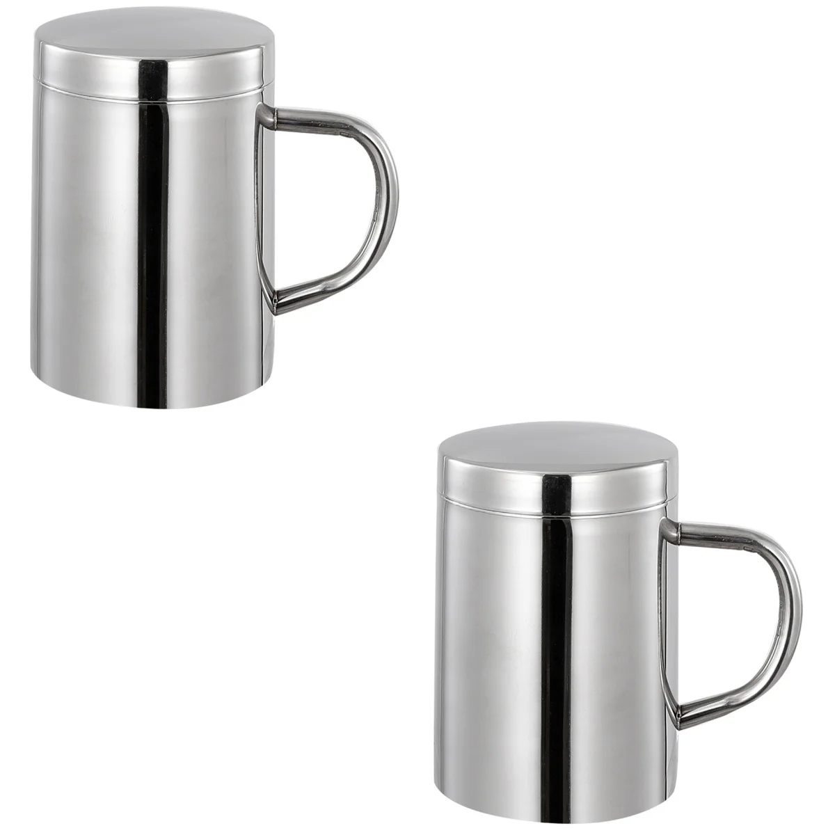 

2 pcs Stainless Steel Mug Home Drinking Insulated Cup Camping Beer Mug with Handle