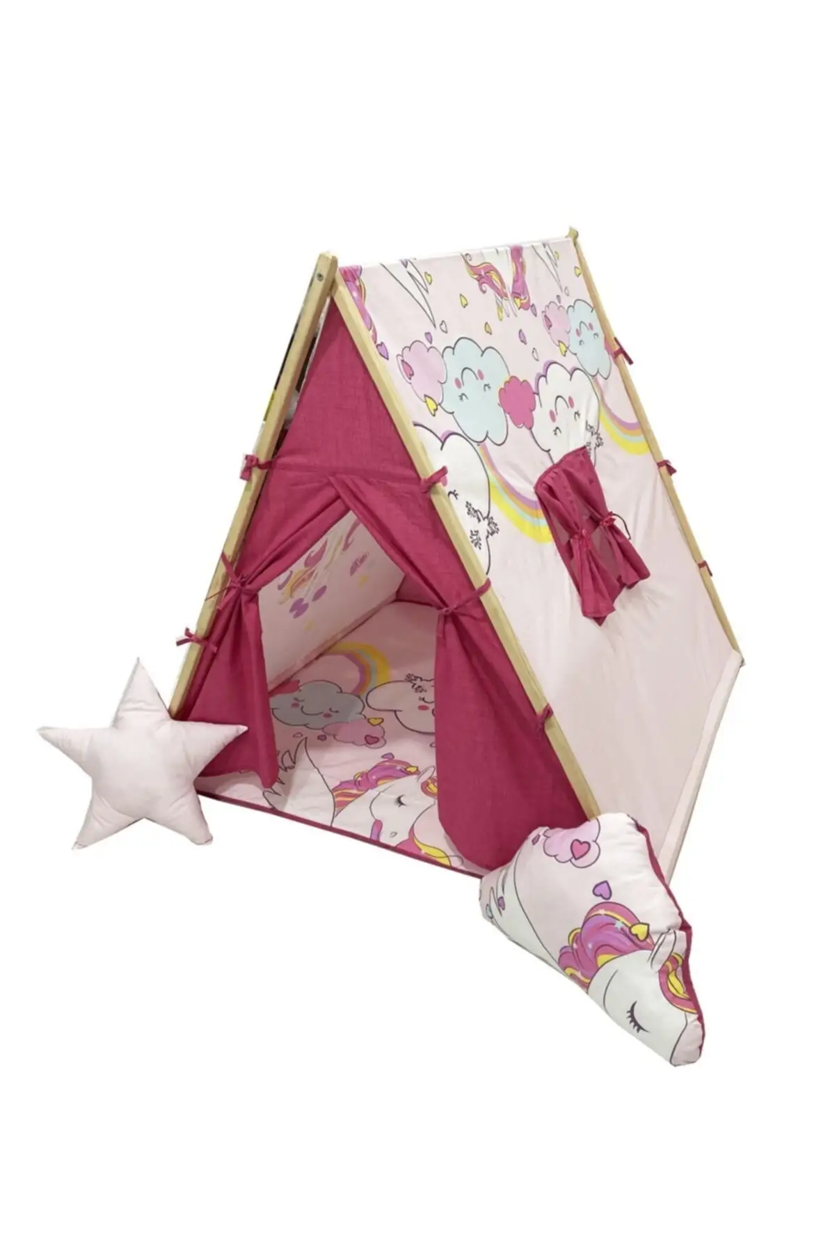 Домашняя деревянная детская игровая палатка и домик для сна отдыха портативная