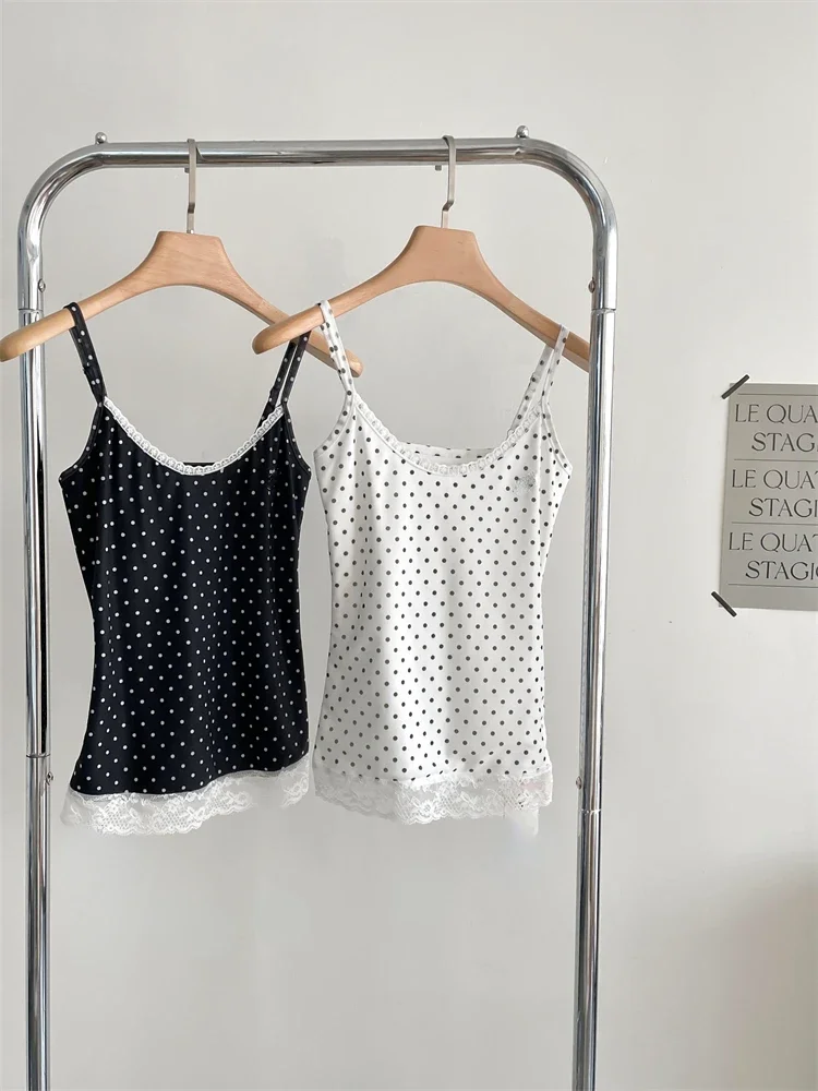 Милые милые кружевные майки для женщин корейская мода уличная одежда Y2k в стиле
