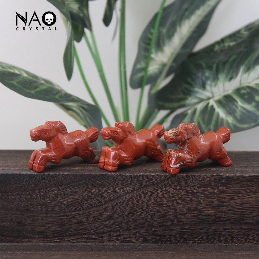 

2" Carving Galloping Horse Statue Natural Red Jasper Animal Figurine,Healing Crystal Stone Sculpture Home/Office/Room Deco Gifts