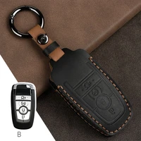 leather car key cover key case fob for ford focus fiesta mondeo kuga escape fusion mustang explorer edge ecosport accessories