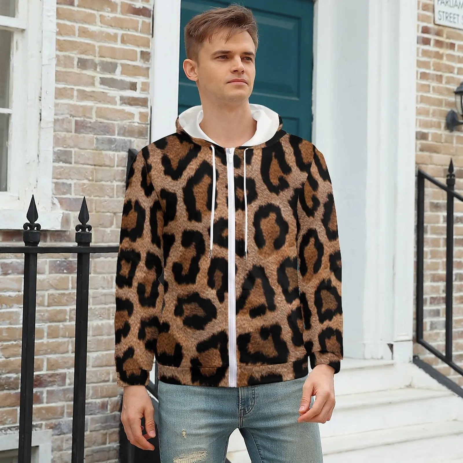 

Animal Print Loose Hoodies Couple Spotted Leopard Street Style Hoodie Winter Long Sleeve Kawaii Graphic Top Plus Size