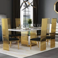 modern new design furniture high back tall modern classic luxury design metal stainless steel dining chair
