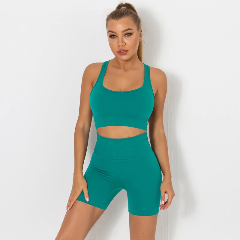 

Трико женское Бесшовное без рукавов, спортивный комплект из двух предметов для фитнеса, тренировок на открытом воздухе, с высокой талией, эл...