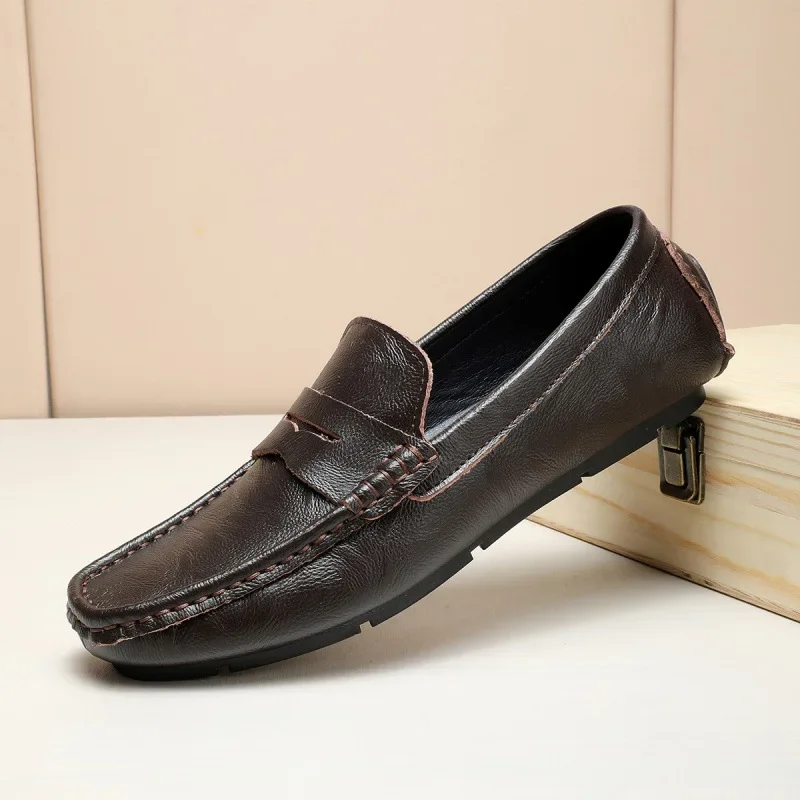 

Men's Shoes 2023 Spring New Genuine Leather Breathable Casual Men's Leather Shoes Slip-on Lazy Doug Shoes Men