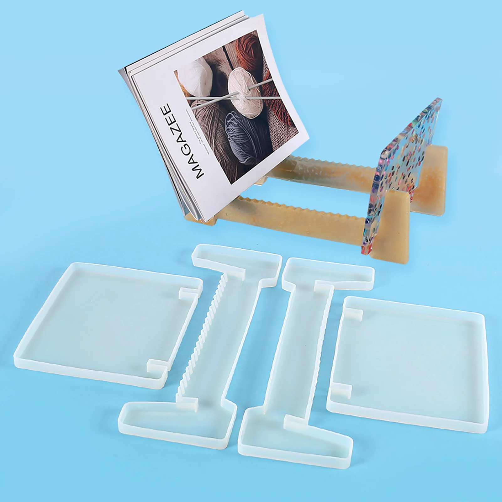 

Multifunction Display Stand Silicone Mold Set Vinyl Record Holder Resin Mould Craft Bookshelf Storage Rack Epoxy Molds