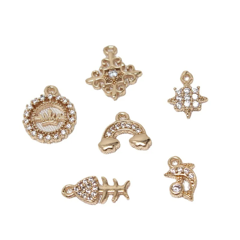 6 шт. медные аксессуары сделай сам микро-набор циркониевые короны рыбья кость