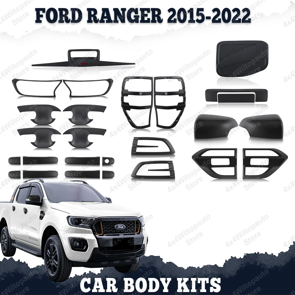 Фото Накладки на фары и задние фонари для Ford Ranger 2015-2022 T7 T8 XLT XL WILDTRAK, комплекты для кузова, накладки на дверные ручки, внешние аксессуары №1