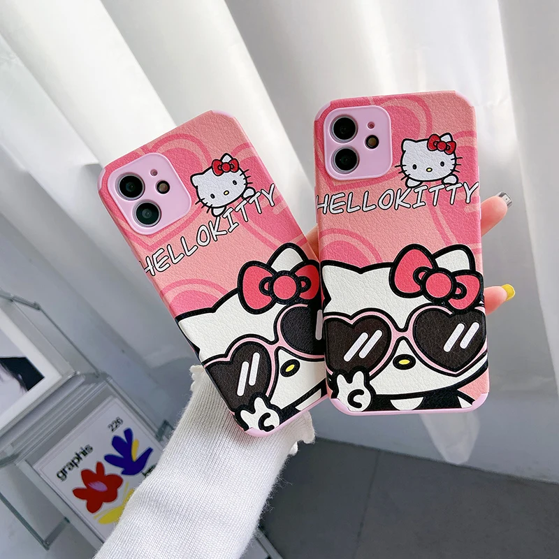 

Pink Hellos Kittys Phone Case for iPhone X XR XS 7 8 Plus 11 12 13 pro MAX 13mini Matte Luxury Soft TPU Shockproof Case