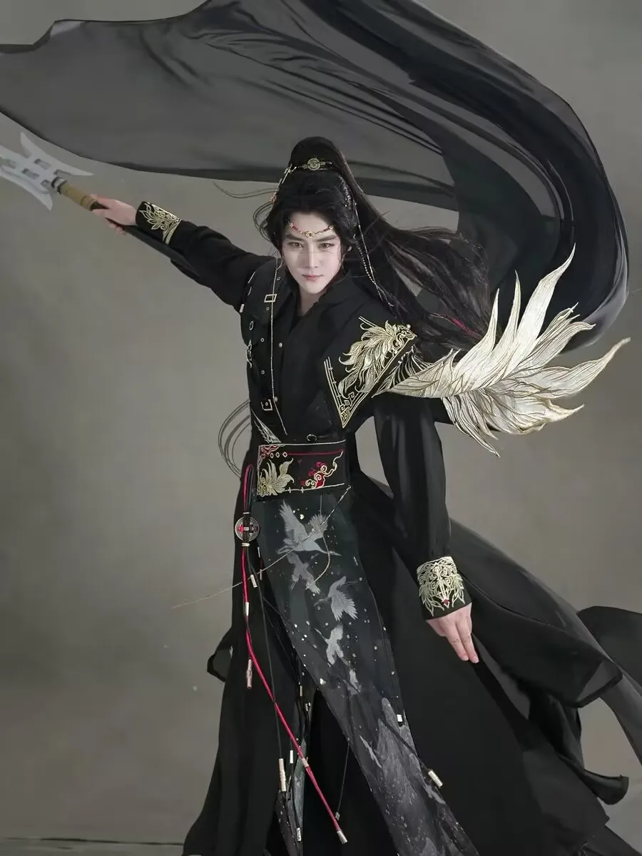 Черное золото модная накидка ханьфу мужская с китайскими элементами хань модный