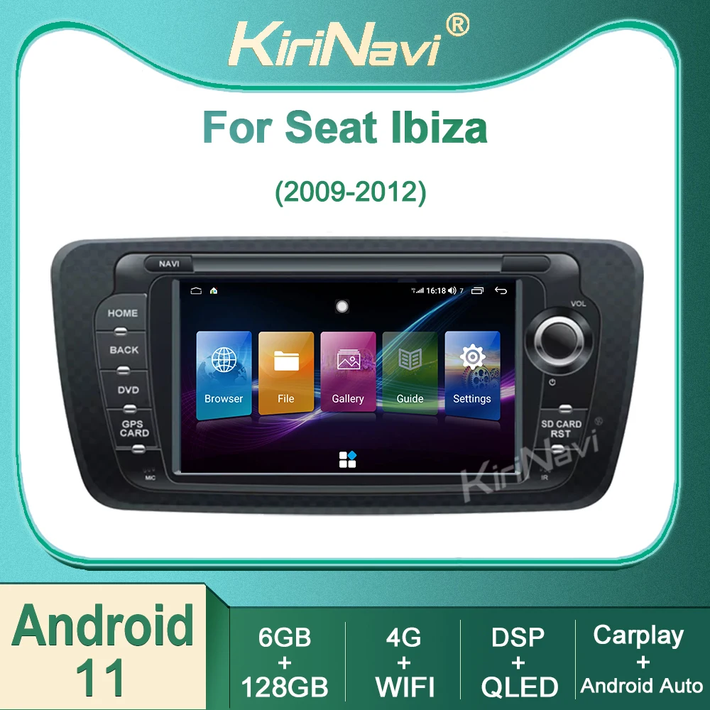 

Автомагнитола Kirinavi для Seat Ibiza 2009-2013, Android 11, автомобильный радиоприемник, DVD, мультимедийный видеоплеер, стерео, автонавигация, GPS, 4G, автомагнитола DSP