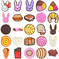 cartoon bunny designs pvc croc charms hamburger chocolate snacks shoe decorations clogs croc accessories for jibz kids gifts